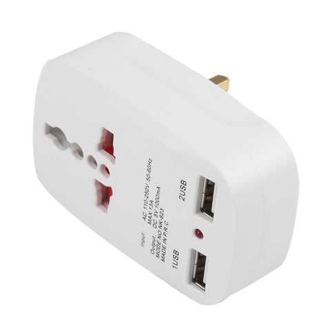 NK-823 2000W Dual USB Travel Charger Power Adapter Socket, UK Plug