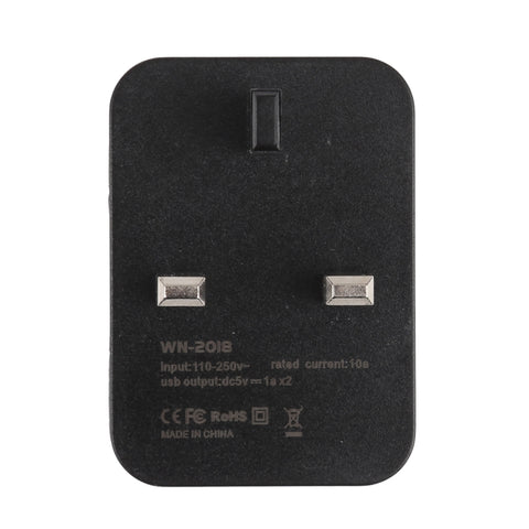 WN-2018 Dual USB Travel Charger Power Adapter Socket, UK Plug, UK Plug