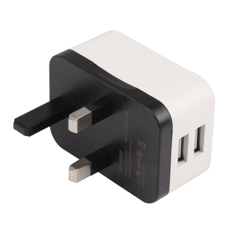 WN-2018 Dual USB Travel Charger Power Adapter Socket, UK Plug, UK Plug