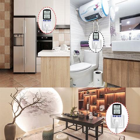 AC 230V 50Hz Max 16A LCD Display Energy Meter Watt Volt Voltage Power Analyzer Automatic Electricity Monitor Analyzer Power, EU Plug, AC 230V EU Plug