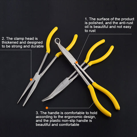 11 Inch Multi-function 0 Degree Straight Needle-nosed Pliers Hand Tool, 0 Degree Straight