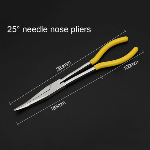 11 Inch Multi-function 25 Degree Bending Needle-nosed Pliers Hand Tool, 25 Degree Bending
