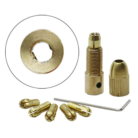 7 PCS/Set Brass 0.5-3mm Small Electric Drill Bit Collet Micro Twist 4.05mm Drill Chuck Set with Wrench, 4.05mm