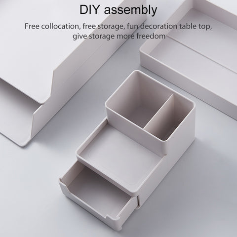 Desktop Removable Assembled Small File Storage Box, 0115-3 (Blue Green), 0115-3 (Grey White)