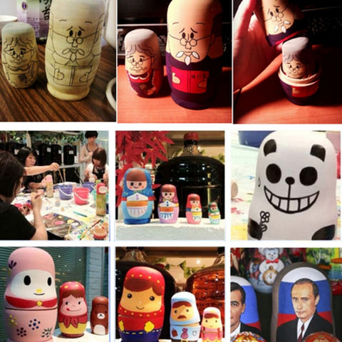 25PCS (5Sets) Creative DIY White Embryo Russian Five Layers of Dolls, 25PCS DIY Five Layers of Dolls