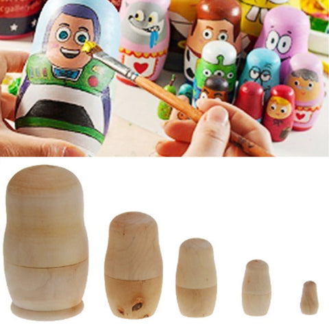 25PCS (5Sets) Creative DIY White Embryo Russian Five Layers of Dolls, 25PCS DIY Five Layers of Dolls