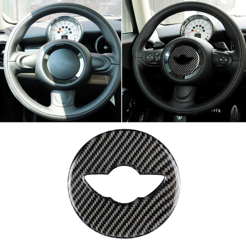 Car Steering Wheel F Chassis Logo Carbon Fiber Decorative Sticker for BMW Mini Cooper F55 / F56 / F60 / Countryman F60, For BMW MINI R56