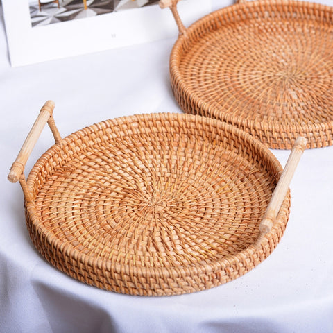 GP23 Braided Sweet Vegetable Fruit Snack Storage Tray Basket, Size: S, Size: S