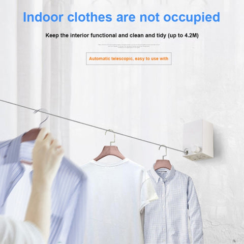 Retractable Indoor And Outdoor Clothes Wall Hanger Magic Drying Rack Balcony Bathroom Invisible Clothesline Wire Rope, Pink, White, Silver