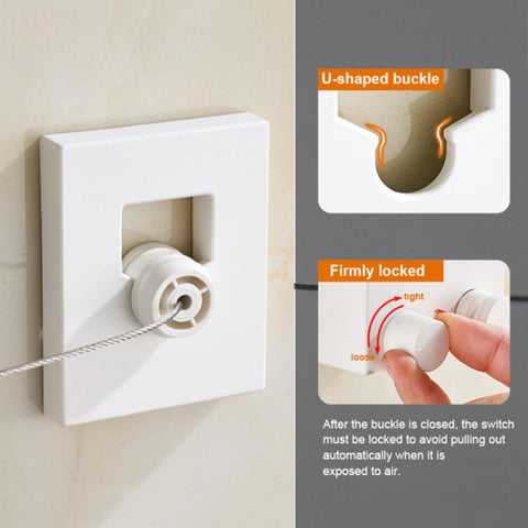 Retractable Indoor And Outdoor Clothes Wall Hanger Magic Drying Rack Balcony Bathroom Invisible Clothesline Wire Rope, Pink, White, Silver