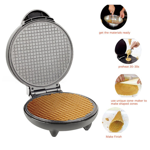 Electric Egg Roll Maker DIY Ice Cream Cone Machine Crispy Omelet Machine Pancake Machine, EU Plug, EU Plug