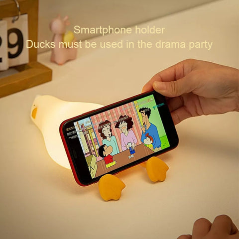 1W USB Charging LED Lie Flat Duck Silicone Touch Sensing Night Light, Flat Duck