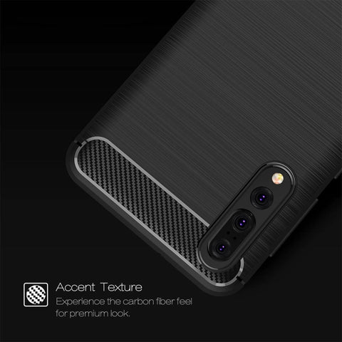 For Huawei  P20 Pro Brushed Texture Carbon Fiber Shockproof TPU Protective Back Case, Huawei P20 Pro