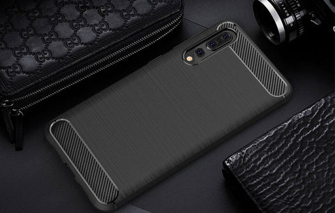 For Huawei  P20 Pro Brushed Texture Carbon Fiber Shockproof TPU Protective Back Case, Huawei P20 Pro