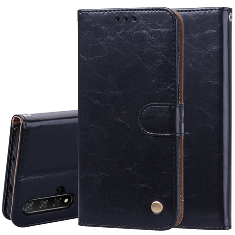 Business Style Oil Wax Texture Horizontal Flip Leather Case for Huawei Honor 20, with Holder & Card Slots & Wallet, For Huawei Honor 20