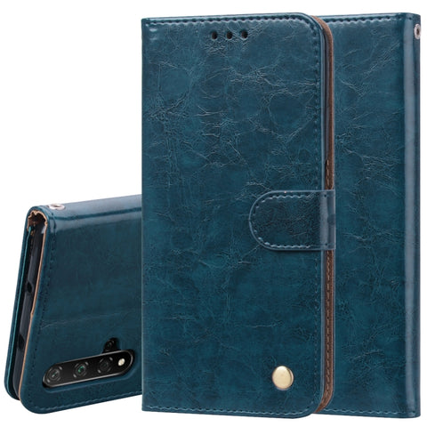 Business Style Oil Wax Texture Horizontal Flip Leather Case for Huawei Honor 20, with Holder & Card Slots & Wallet, For Huawei Honor 20