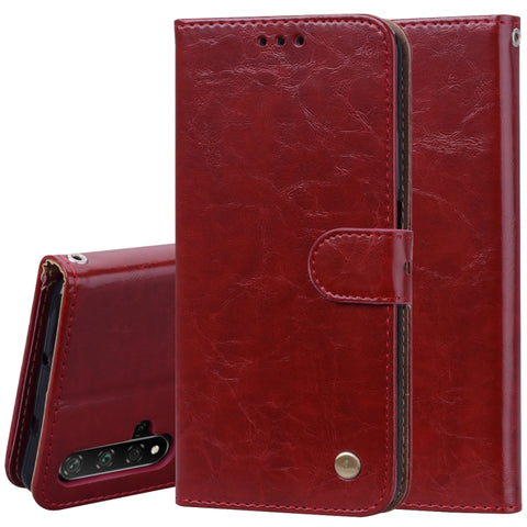 Business Style Oil Wax Texture Horizontal Flip Leather Case for Huawei Honor 20, with Holder & Card Slots & Wallet, For Huawei Honor 20