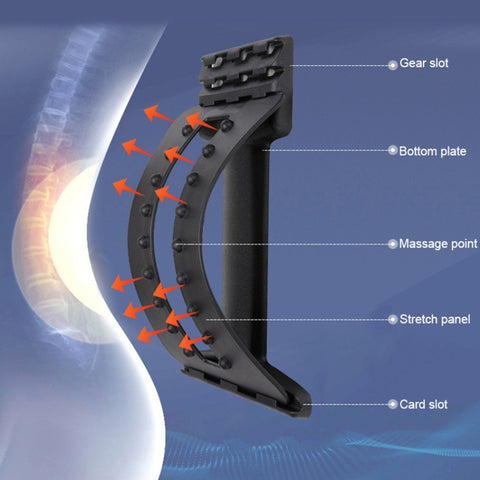 Lumbar Traction Stretching Device Posture Corrector Waist Support Spine Pain Relief Back Massage Stretcher, Ordinary Black