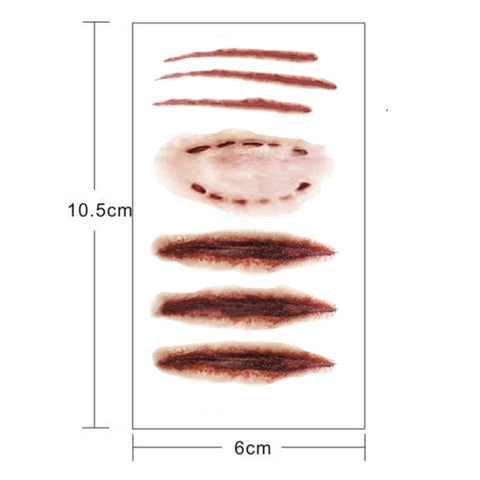 20pcs S-250 Halloween Terror Realistic Scratches Wound Injury Scar Temporary Tattoo Sticker, S-250/20pcs