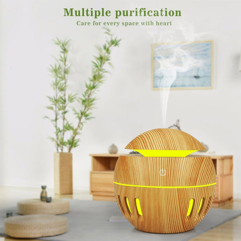 Wood Grain USB Hollowed-out Humidifier Seven Color Aromatherapy Lamp Automatic Alcohol Sprayer with Remote Control(Sky Blue), HC0372A, HC0372B, HC0372C, HC0372D, HC0372F, HC0372G, HC0372H, HC0372I, HC0372J, HC0372K