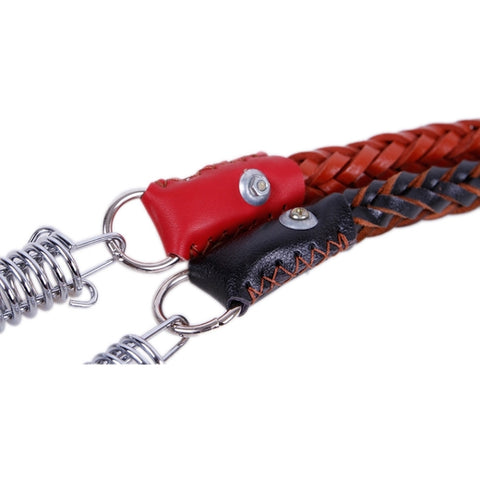 Cowhide Traction Belt Dog Collar Telescopic Dog Rope, Suitable For Medium and Large Dogs, M, Rope Length: 128cm Collar Size: 32-44cm