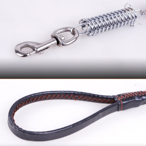 Cowhide Traction Belt Dog Collar Telescopic Dog Rope, Suitable For Medium and Large Dogs, M, Rope Length: 128cm Collar Size: 32-44cm