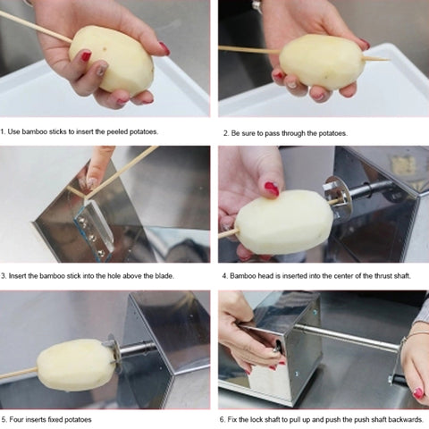 Stainless Steel Manual Spiral Tornado Tower Hand Shake Potato Rotary Chips Twister Slicer Cutter, Hand Shake