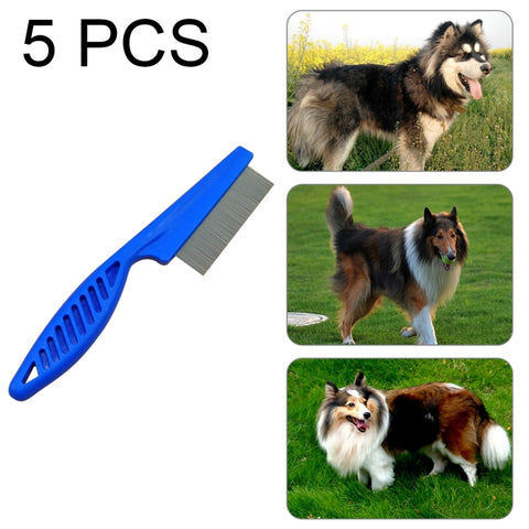 5 PCS Pet Cats Dogs Supplies Combs Fine Toothed Stainless Steel Needle Fleas Removal Combs, Length: 18.5cm, Length: 18.5cm, Blue, Length: 18.5cm, Purple, Length: 18.5cm, White