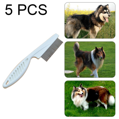 5 PCS Pet Cats Dogs Supplies Combs Fine Toothed Stainless Steel Needle Fleas Removal Combs, Length: 18.5cm, Length: 18.5cm, Blue, Length: 18.5cm, Purple, Length: 18.5cm, White