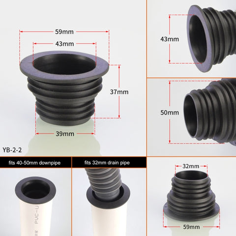 3 PCS Sewer Lengthen Odor-resistant Silicone Joint Kitchen Plumbing Sewer Drain Sealing Plug, Random Color Delivery, Sewer Lengthen Silicone Joint