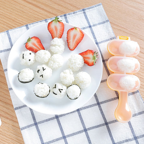 Cute Style Food-grade Sushi Rice Ball Shaker Mold with Spoon for Kids, Random Color Delivery, Spoon Shape