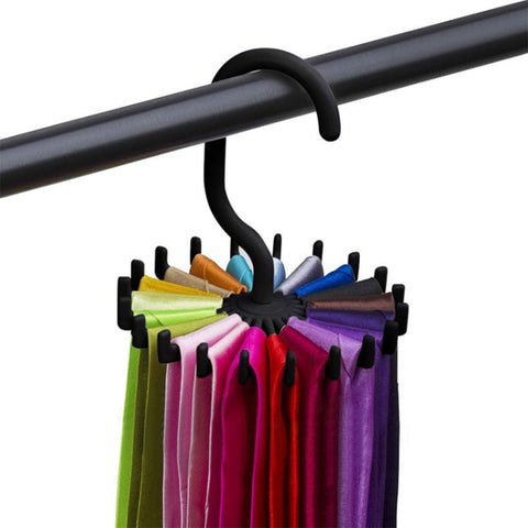 20 Claws 360 Degree Rotatable Tie Rack Belt Scarf Hanger Holder, Size: S, 20 Claws Black, 20 Claws White