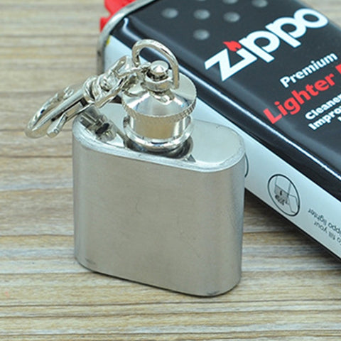28mL(1oz)Cute Mini Portable Wine Jug Handy Stainless Steel Hip Flask with a Key Chain(Silver), 28mL(1oz)