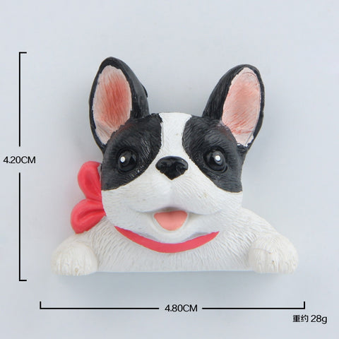 Home Decoration Originality French Bulldog Tie 3D Magnetic Buckle Fridge Paste, Bulldog  Magnetic