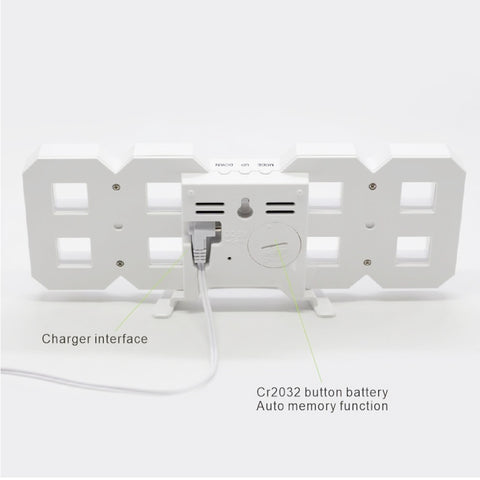 Multi-Function Large 3D LED Digital Wall Alarm Clock with Snooze Function, 12/24 Hours Display for Home, Kitchen, Office, DC 5V, CE Certificated, White Body Green Characters, White Body Blue Characters, White Body Red Characters                        ...