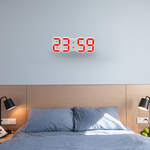 Multi-Function Large 3D LED Digital Wall Alarm Clock with Snooze Function, 12/24 Hours Display for Home, Kitchen, Office, DC 5V, CE Certificated, White Body Green Characters, White Body Blue Characters, White Body Red Characters                        ...