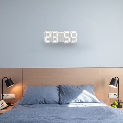 Multi-Function Large 3D LED Digital Wall Alarm Clock with Snooze Function, 12/24 Hours Display for Home, Kitchen, Office, DC 5V, CE Certificated, White Body Green Characters, White Body Blue Characters, White Body Red Characters                        ...