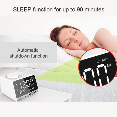K11 Bluetooth Alarm Clock Speaker Creative Digital Music Clock Display Radio with Dual USB Interface, Support U Disk / TF Card / FM / AUX, US Plug, US Plug(Black), US Plug(White)