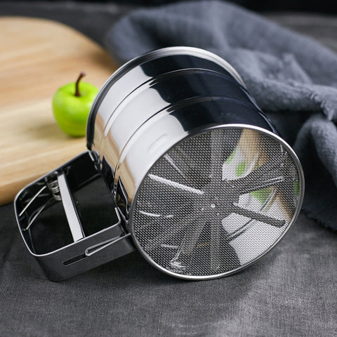 Manual Mesh Flour Sugar Powder Stainless Steel Hand Sifter Sieve Cup Baking Tool, Stainless Steel