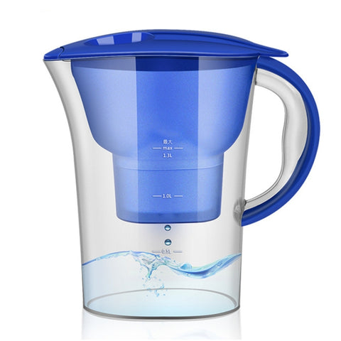 1.3L Portable Home Kitchen Activated Carbon Filter Cold Water Bottle, 1.3L (Blue), 1.3L (Purple)
