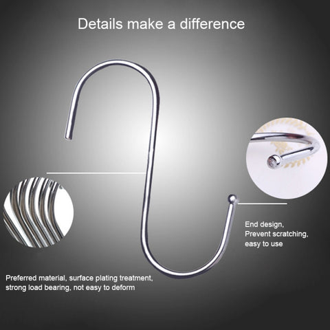 10pcs 3mm Multi-functional S-shaped Stainless Steel Metal Hook, Length: 9cm, 9cm