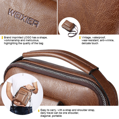WEIXIER Universal Fashion Casual Men Shoulder Messenger Bag Handbag, Size: L (24cm x 20cm x 6cm)