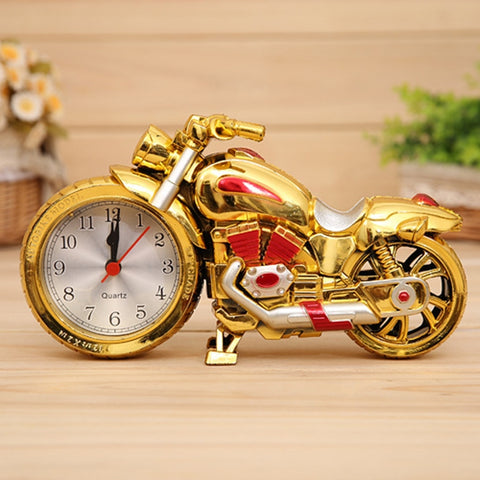 Cartoon Motorcycle Alarm Clock Bedroom Plastic Pointer Alarm Clock, Size: 23*13*6cm, Gold, Gold, Red, Black, Gold, Black
