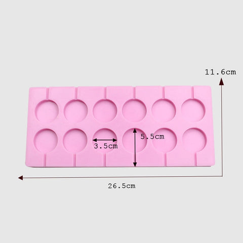 12-Capacity DIY Silicone Chocolate Molds(Lollipop Shape), Cherry Blossoms Shape, Cow Shape, Lollipop Shape