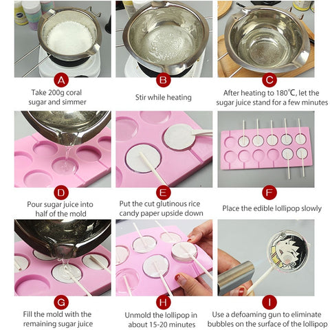12-Capacity DIY Silicone Chocolate Molds(Lollipop Shape), Cherry Blossoms Shape, Cow Shape, Lollipop Shape