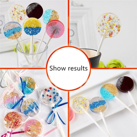 12-Capacity DIY Silicone Chocolate Molds(Lollipop Shape), Cherry Blossoms Shape, Cow Shape, Lollipop Shape