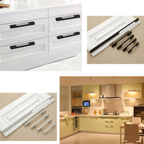 2049-128 Drawer Cabinet Door Aluminum Alloy Handle Straight Door Handle, 2049-128 (Black), 2049-128 (White)
