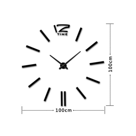 39 inch Bedroom Home Office Decoration Modern Frameless Large DIY 3D Mirror Wall Sticker Mute Clock, MH101  (Black), M001 (Gold), M001 (Silver)