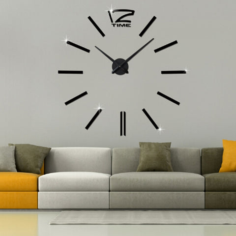 39 inch Bedroom Home Office Decoration Modern Frameless Large DIY 3D Mirror Wall Sticker Mute Clock, MH101  (Black), M001 (Gold), M001 (Silver)