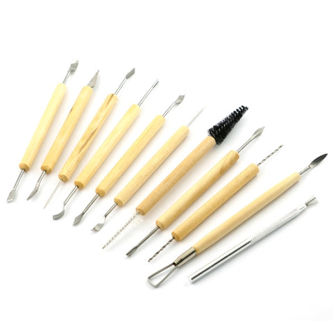 11 in 1 Wooden DIY Clay Cutter Pottery Clay Sculpture Utility Knife Set, Sculpture Utility Knife Set